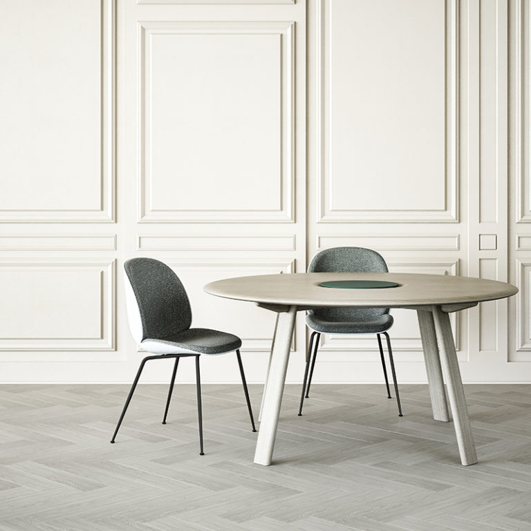 BEETLE SIDE CHAIR, UPHOLSTERED W/ BRASS LEGS