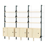 BLACK UPRIGHTS/BLACK BRACKETS/BLONDE SHELVES