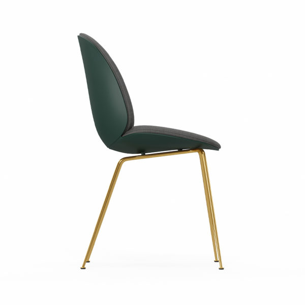 BEETLE SIDE CHAIR, UPHOLSTERED W/ BRASS LEGS