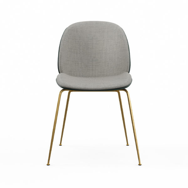 BEETLE SIDE CHAIR, UPHOLSTERED W/ BRASS LEGS